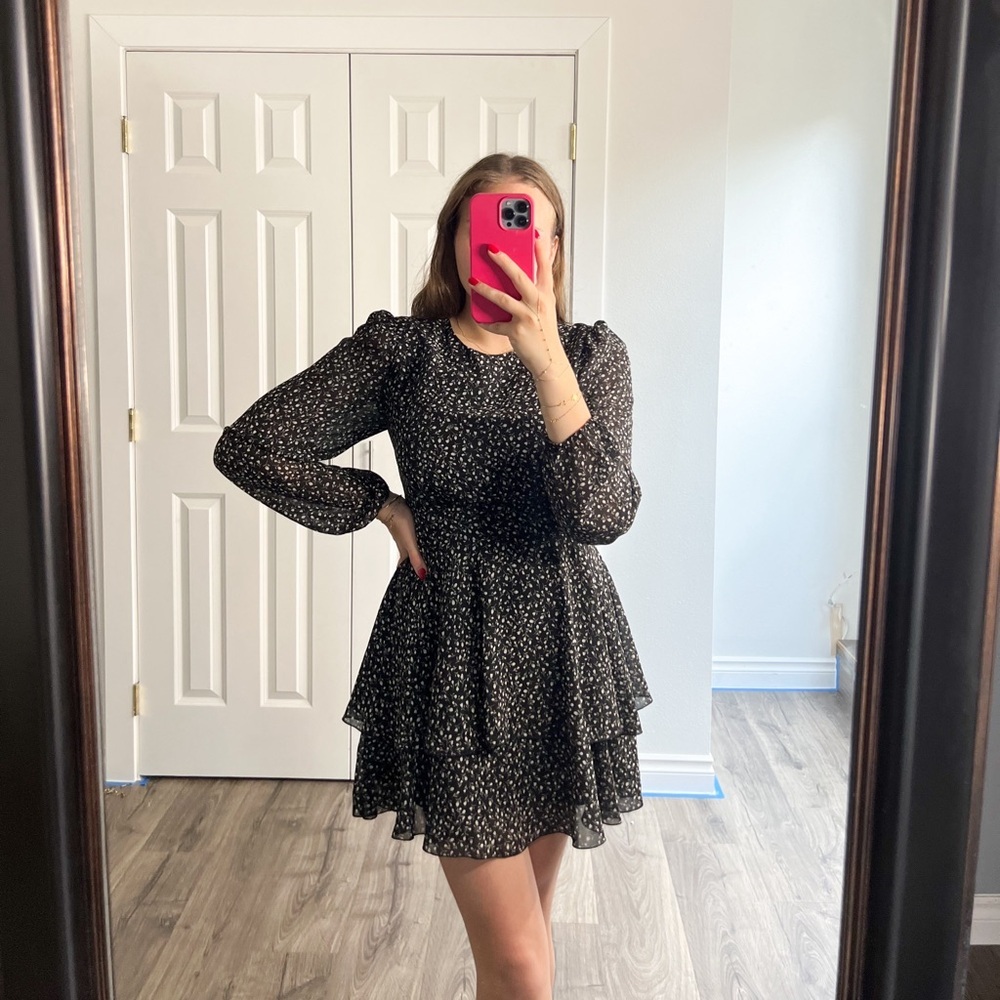 Black floral dress size L